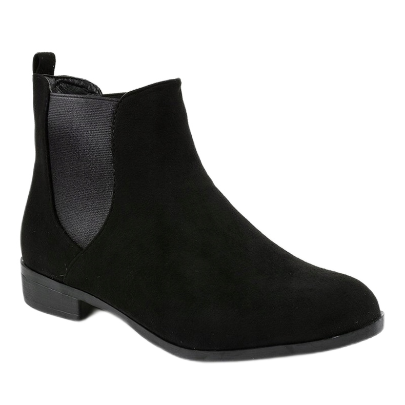 Black suede flat boots with elastic 100-917BO 1