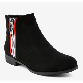 Ladies' black flat ankle boots 88-269 1