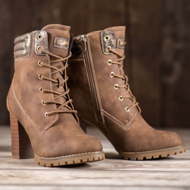 SDS Lace-up Booties On A Post brown 2