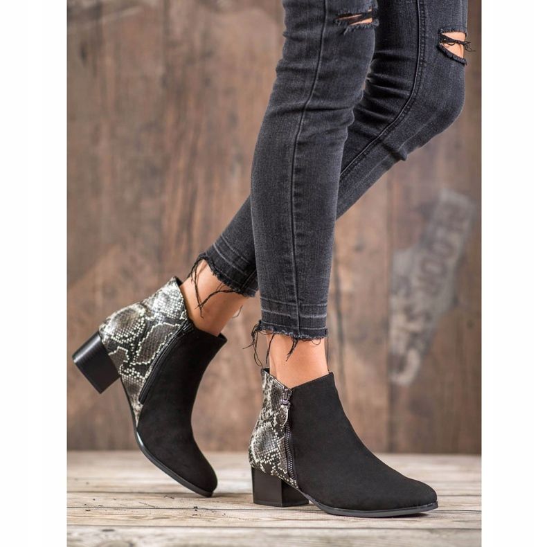 Kylie Black Snake Print boots 2