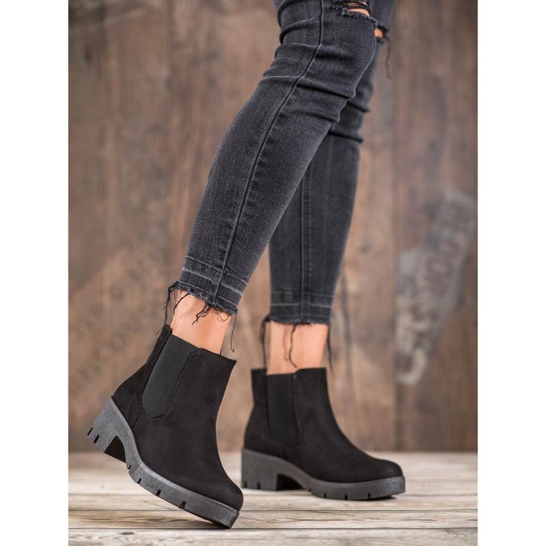 SHELOVET Suede Chelsea Boots On The Platform black 1