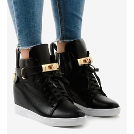 Black wedge sneakers with a H6600 buckle 1