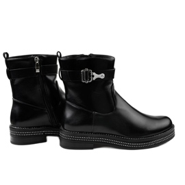 Black flat boots with diamonds C-68 2