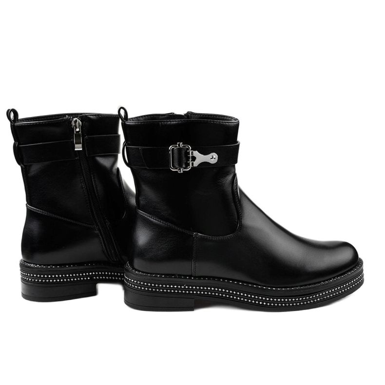 Black flat boots with diamonds C-68 2