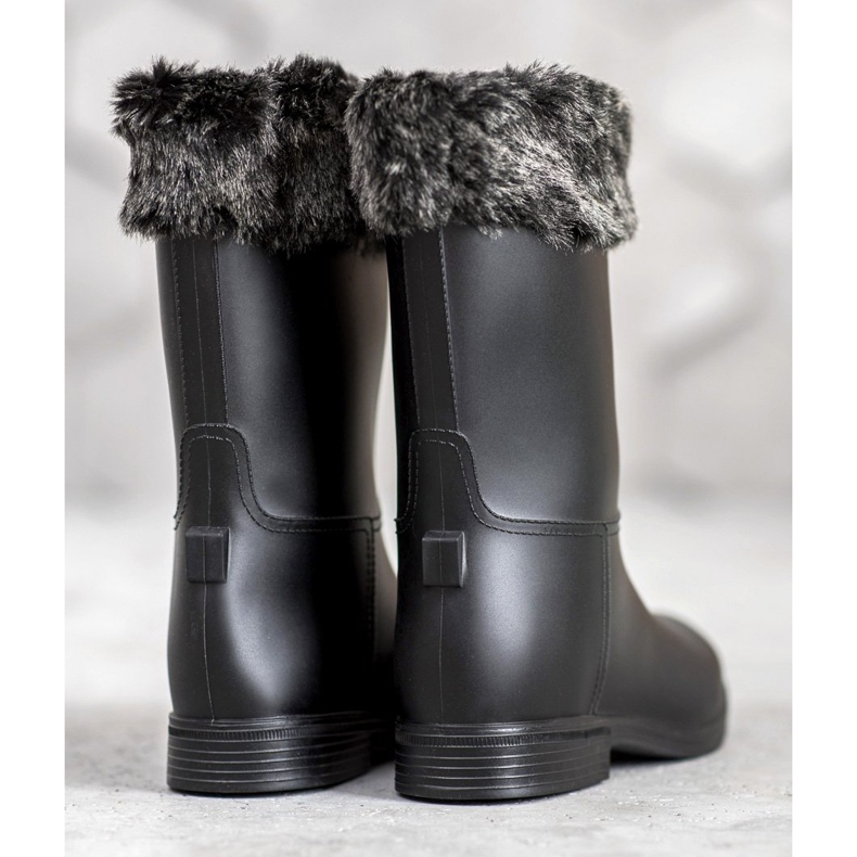 SHELOVET Rain boots with fur black 1