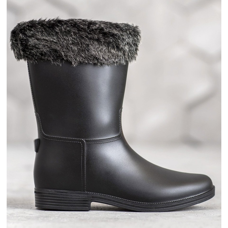 SHELOVET Rain boots with fur black 2
