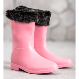 SHELOVET Rain boots with fur pink 2