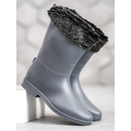 SHELOVET Rain boots with fur grey 1