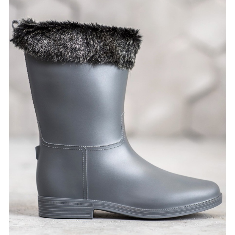 SHELOVET Rain boots with fur grey 2