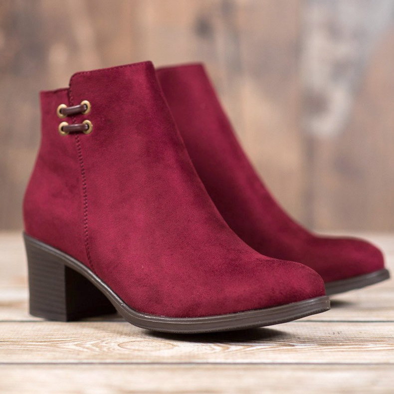 Clowse Burgundy Booties On The Post red 2