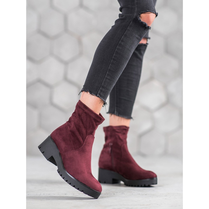 SHELOVET Burgundy Booties On The Platform red 1