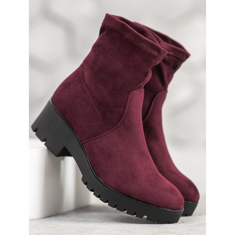 SHELOVET Burgundy Booties On The Platform red 2