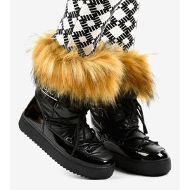 Black fashionable snow boots with fur 119-39 2