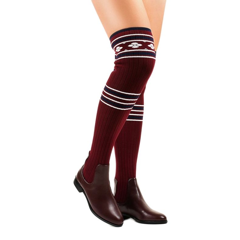 Over-knee boots burgundy sock 29-7 red 1 Over-knee boots burgundy sock 29-7 red 1
