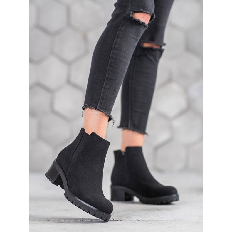 J. Star Suede Booties On The Platform black 2
