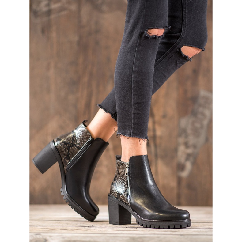 Seastar Snake Print Platform Boots black 1