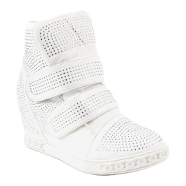 White wedge sneakers with KLS-112-3 studs 1
