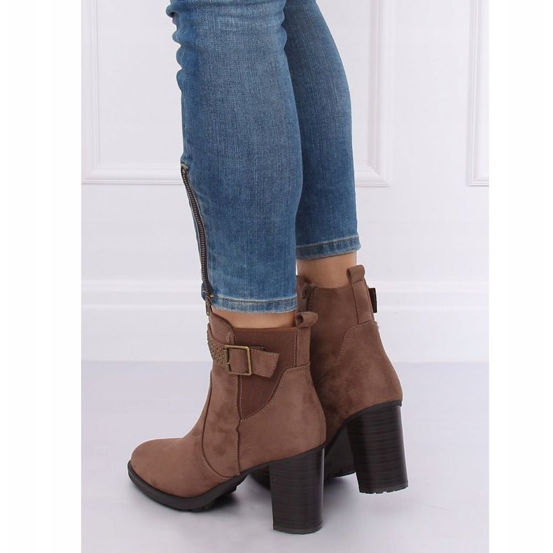 Brown high-heeled boots 6139 Khaki 1