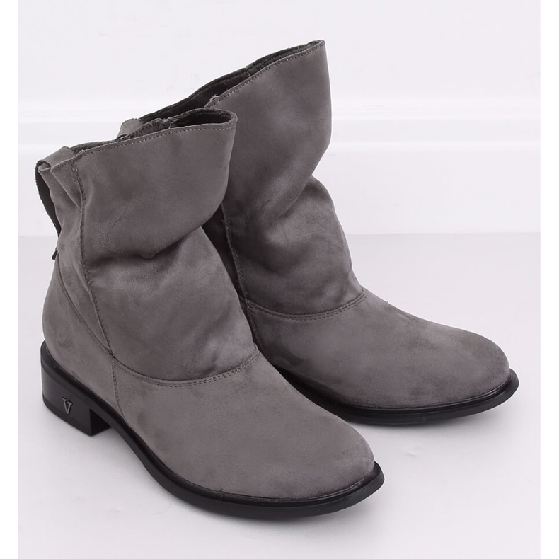 Gray Boots with a wrinkled uppers 6672 Gray grey 1
