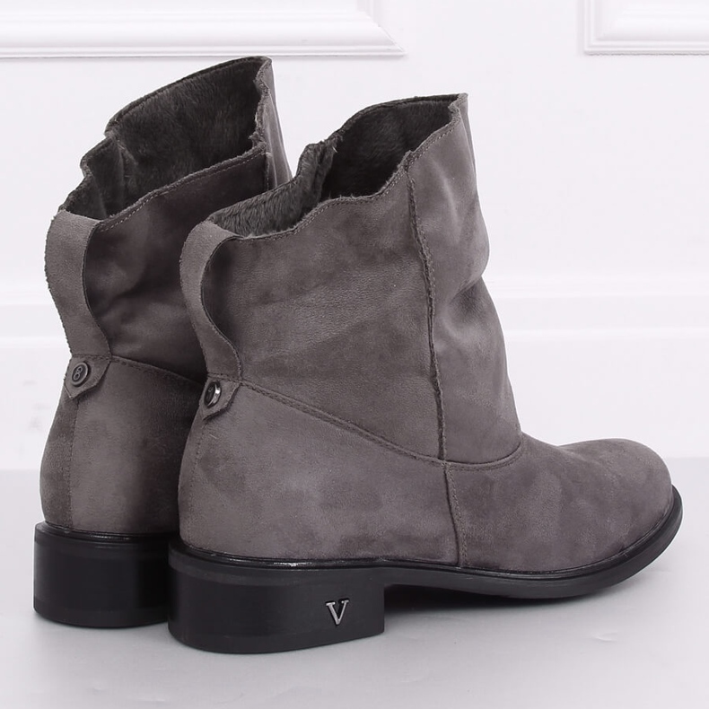 Gray Boots with a wrinkled uppers 6672 Gray grey 2