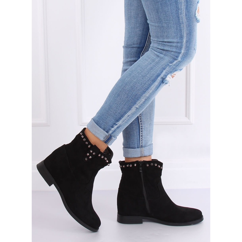 Black Boots on a hidden wedge heel G-7606 Black 1
