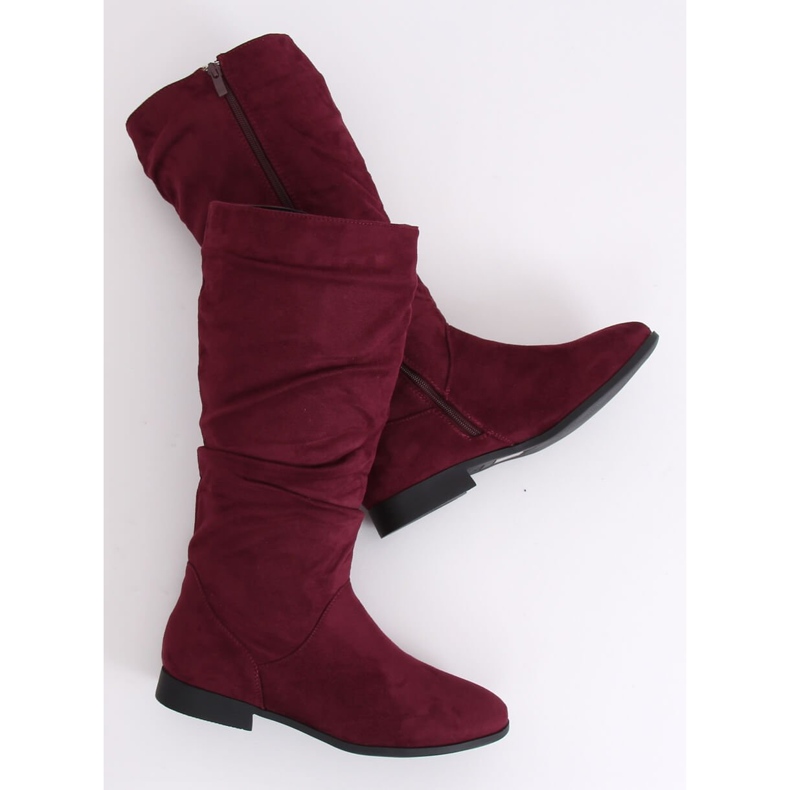 Flat boots, burgundy M629 Wine red 1