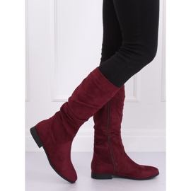 Flat boots, burgundy M629 Wine red 2