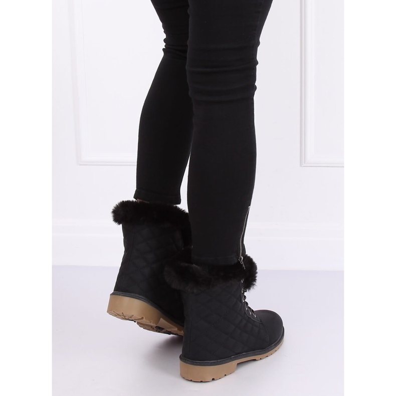 Black quilted timber boots Z140 Black 1