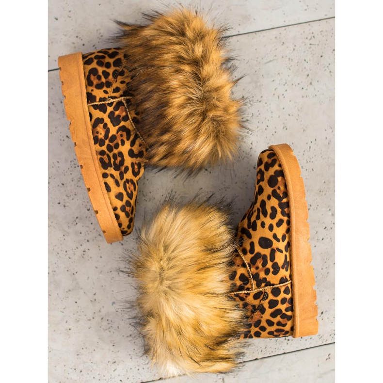 SHELOVET Mukluki With Fur Leopard Print brown multicolored 1