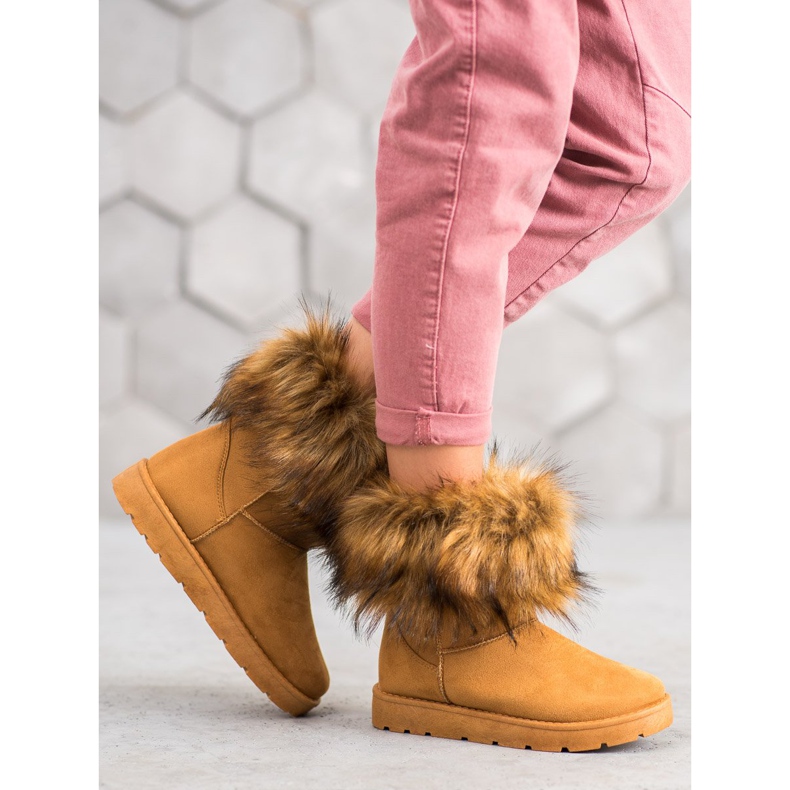 SHELOVET Camel Mukluki With Fur brown 1