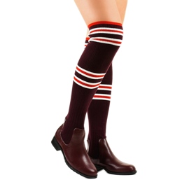 Maroon musketeer boots sock FD-69 red 1