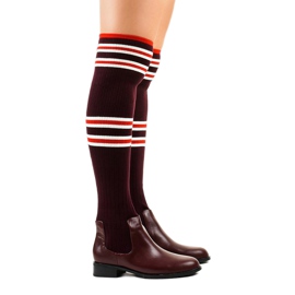Maroon musketeer boots sock FD-69 red 2