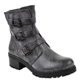 Navy blue high insulated boots decorated 2012 grey 1
