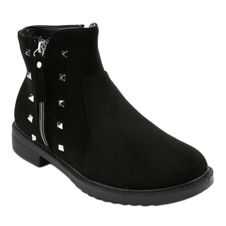 Women's black flat boots with fur CH-26 1