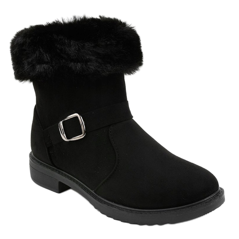 Black flat insulated boots H-28 1