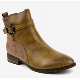 Khaki flat-heel boots with a 3332 buckle 1