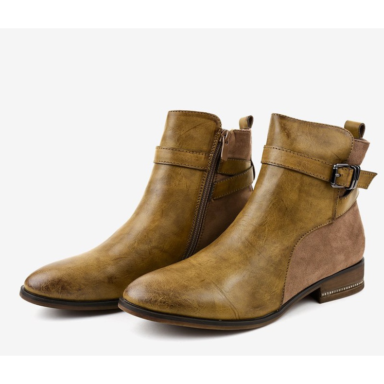 Khaki flat-heel boots with a 3332 buckle 2