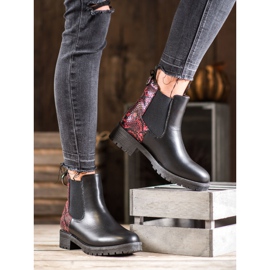 Erino High Chelsea Boots Snake Print black red 1