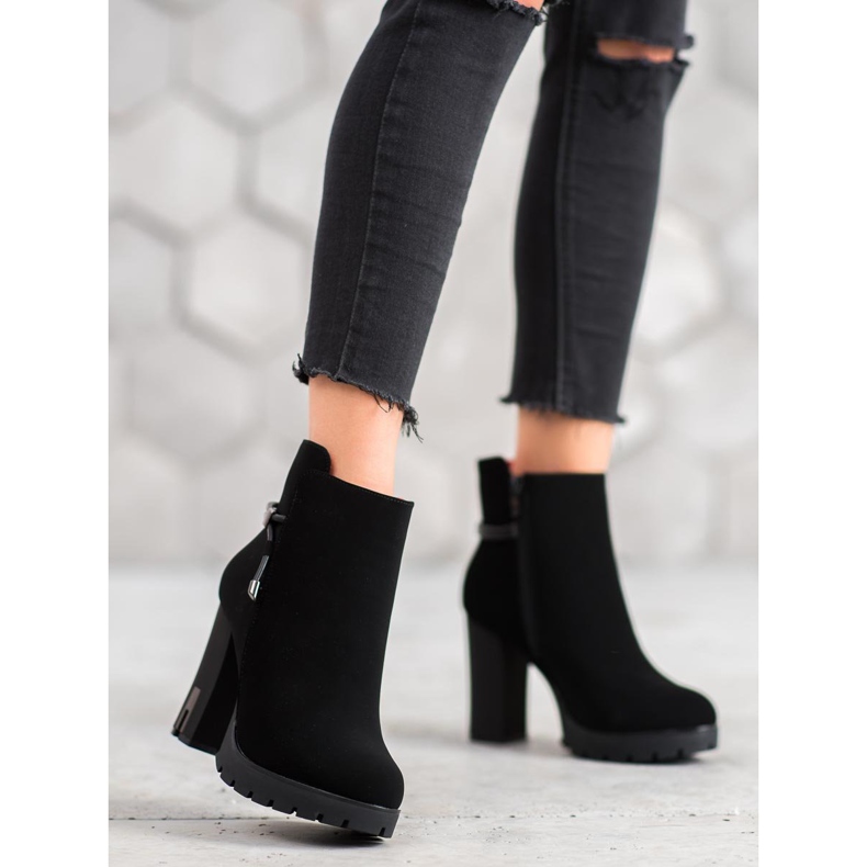SHELOVET Textile Booties On The Platform black 1