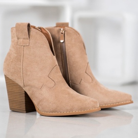 Bella Paris Suede Cowboy Boots On The Pillar beige 1