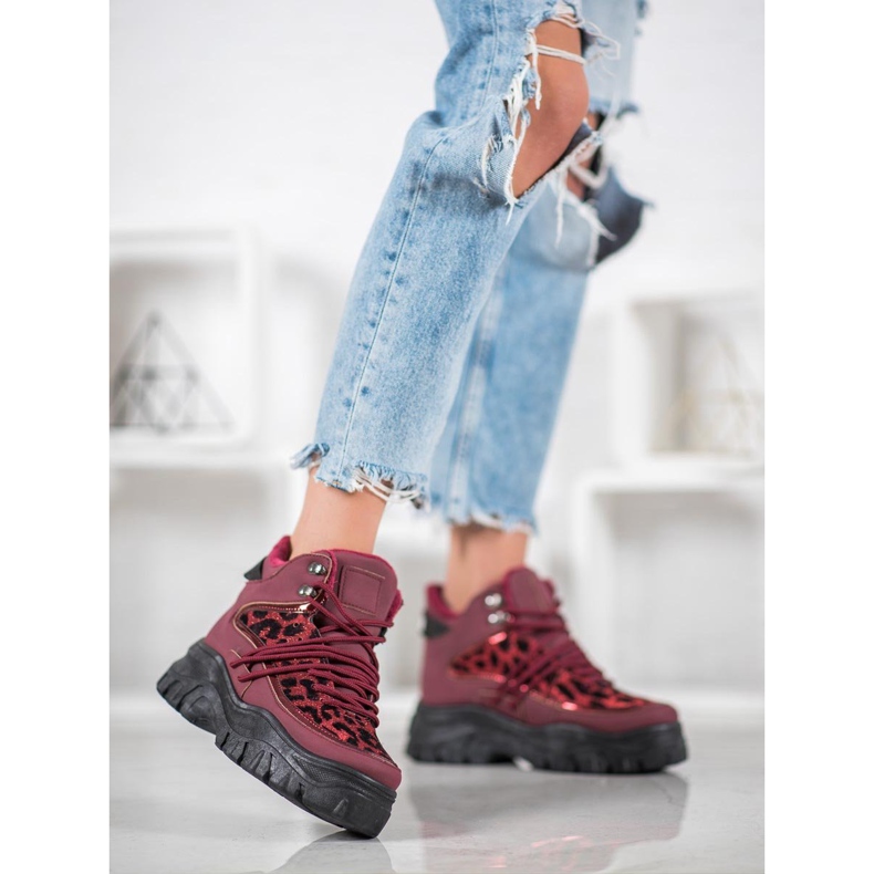 SHELOVET Leopard Print Sneakers red 1