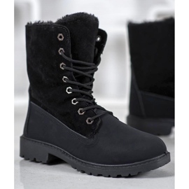SHELOVET Black Trappers With Fur 1