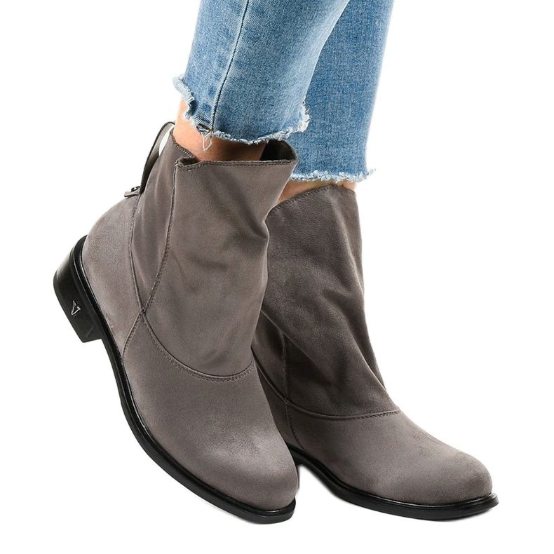 Gray flat insulated boots 6672-7 grey 1