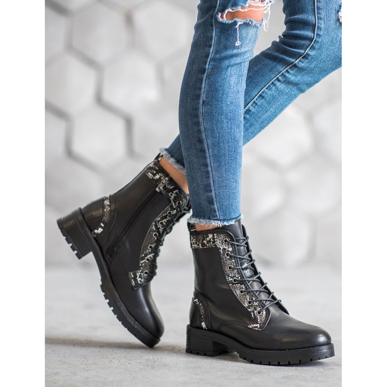 Seastar Lace-up Workers Snake Print black 2