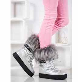 Bella Paris Warm snow boots with fur grey 2