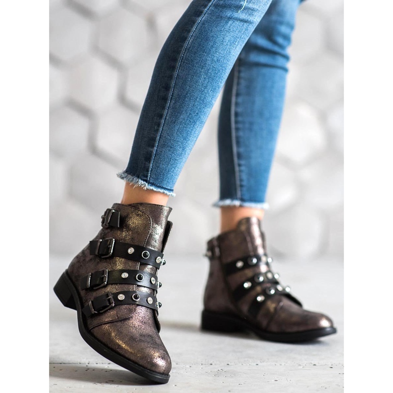 Forever Folie Stylish boots with jets brown yellow 2