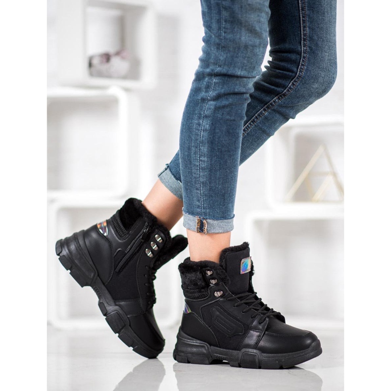 SHELOVET Sports Booties With Holo Effect black 2 SHELOVET Sports Booties With Holo Effect black 2