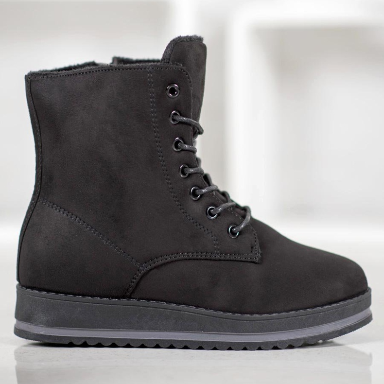 SHELOVET Suede Trappers On The Platform black 1