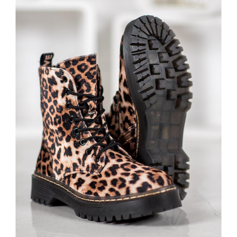 SHELOVET Suede Workers Leopard Print brown 1