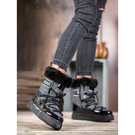 Bella Paris Fashionable Classic Snow Boots black grey 1